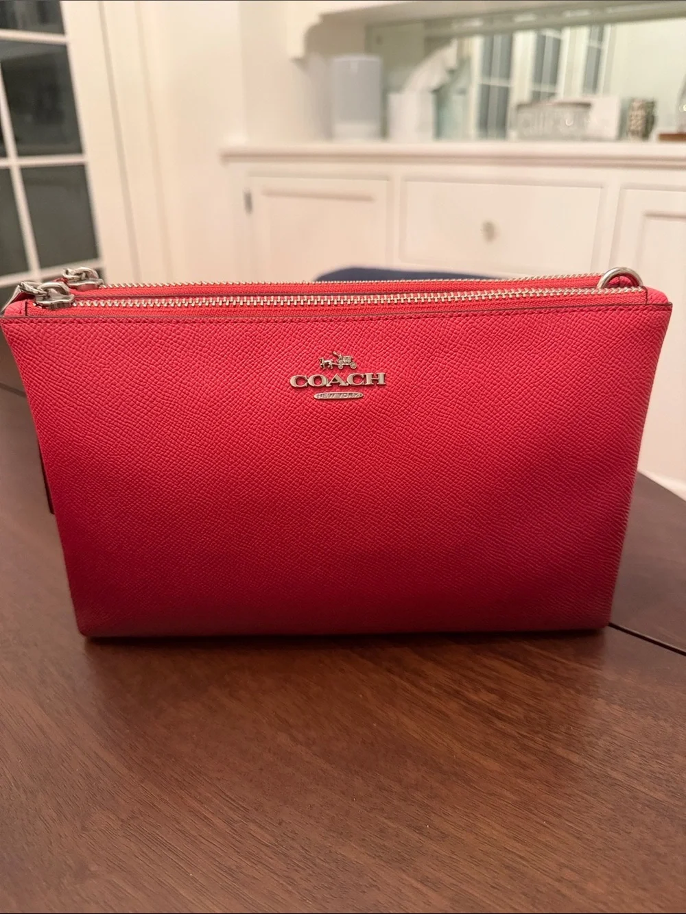 Coach Ombré Red Saffiano Leather Crossbody Clutch